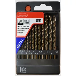   Abraboro HSS-R fémcsigafúró készlet 1,5-6,5x0,5 + 3,2+4,8 mm (13db/készlet)