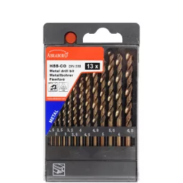   Abraboro HSS-CO fémfúró készlet 1,5-6,5x0,5 + 3,2+4,8 mm (13db/készlet)