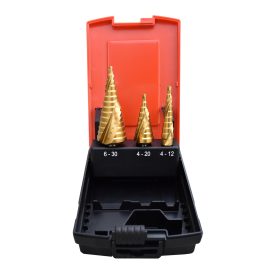   Abraboro HSS-Tin lépcsős fúró készlet 4,0-12,0/20,0/30,0 mm (3db/készlet)