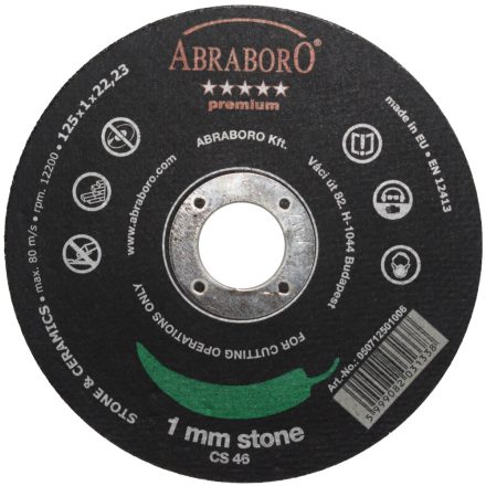 Abraboro Chili Premium kővágó korong 125x1,0x22,23 mm (25db/csomag)