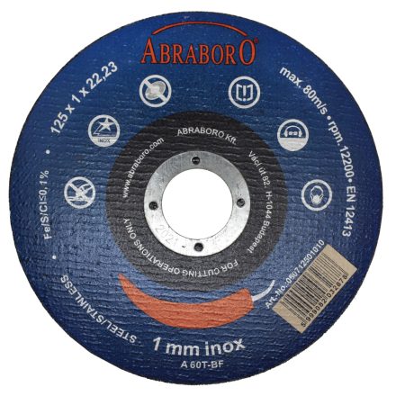 Abraboro Chili inox Blue inox vágókorong 125x1,0x22,23 mm Protect Pack (10db/csomag)