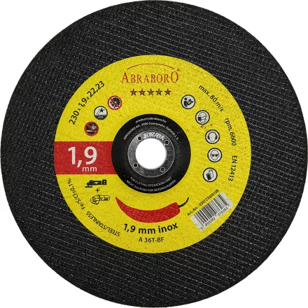 Abraboro Akku chili fém + inox vágókorong 230x1,9x22,23 mm (1db/csomag)