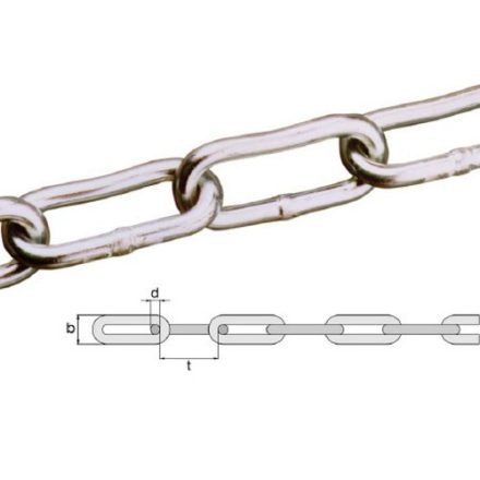 Hosszúszemű lánc DIN 5685/C átm. 3 x 50m acél Vz.