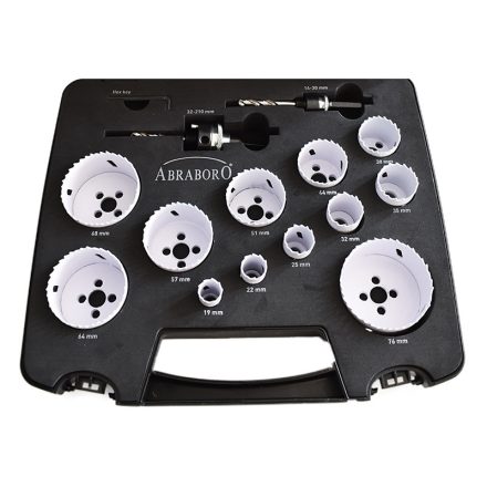 Abraboro HSS-CO lyukfűrész készlet 19-76 mm/adapter/hex key (14db/készlet)
