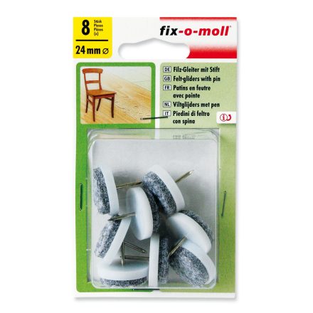 Abraboro bútorcsúsztató filc, szegezhető, fehér 24 mm (4db/csomag)