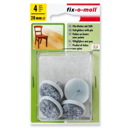 Abraboro bútorcsúsztató filc, szegezhető, fehér 28 mm (4db/csomag)