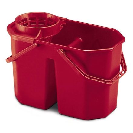Euromop felmosó vödör, csavarókosárral, dupla, 15 literes, piros, 3001068.02