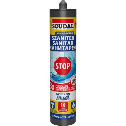 Soudal szaniter szilikon Stop, ecetsavas antracit 280ml