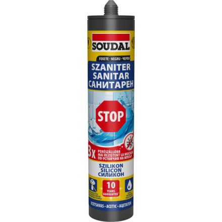 Soudal szaniter szilikon Stop, ecetsavas fekete 280ml