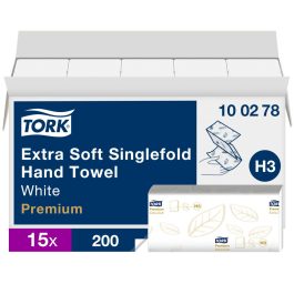   Tork Premium Singlefold Z hajtogatott kéztörlő, extra soft H3 2 rétegű, fehér, 15x200lap SCA100278
