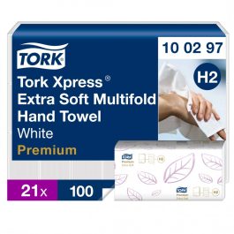   Tork Premium Xpress Multifod hajtogatott kéztörlő, extra soft H2 2 rétegű, fehér, 21x100lap SCA100297