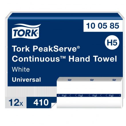 Tork PeakServe folyamatos adagolású hajtogatott kéztörlő H5, fehér, 12*410 lap