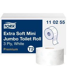   Tork Premium mini jumbo ipari WC papír, extra soft T2 3 rétegű, fehér, 12x120m SCA110255