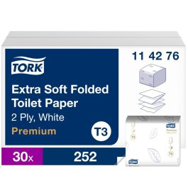   Tork Premium Folded hajtogatott WC papír, extra soft T3 2 rétegű, fehér, 30x252lap SCA114276