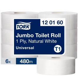   Tork Universal jumbo ipari WC papír T1 1 rétegű, törtfehér, 6x480m SCA120160