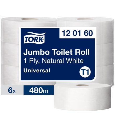 Tork Universal jumbo ipari WC papír T1 1 rétegű, törtfehér, 6x480m SCA120160