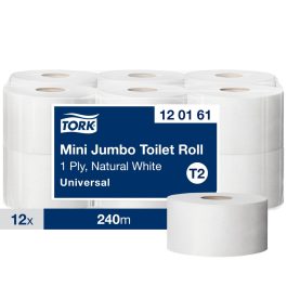   Tork Universal mini jumbo ipari WC papír  T2 1 rétegű, törtfehér, 12x240m SCA120161