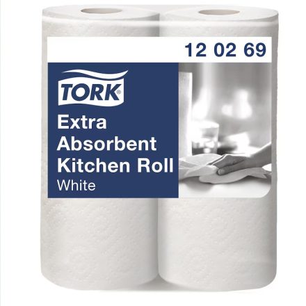 Tork háztartási papírtörlő Premium, fehér, 2 rétegű 23x24 cm, 15,4 m/64 2 tekercs/csomag SCA120269
