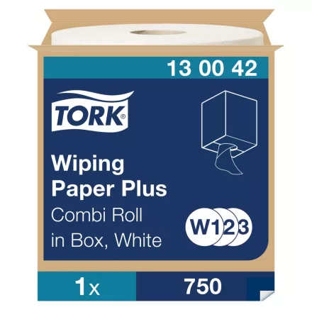 Tork tekercses kéztörlő plusz, dobozos kombi W1/W2/W3 2 rétegű, fehér, 1x255m SCA130042