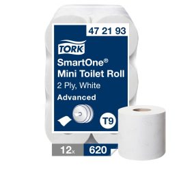   Tork Advanced SmartOne mini tekercses WC papír, T9 2 rétegű, fehér, 12x620 lap SCA472193