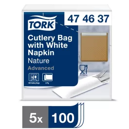   Tork natúr evőeszköztartó fehér színű szalvétával Advanced natúr, 2 rétegű, 20x8,5 SCA474637