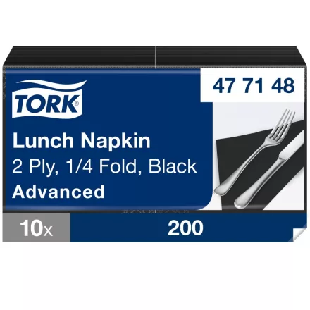 Tork Lunch éttermi szalvéta Advanced fekete 2 rétegű, 33x33 SCA477148