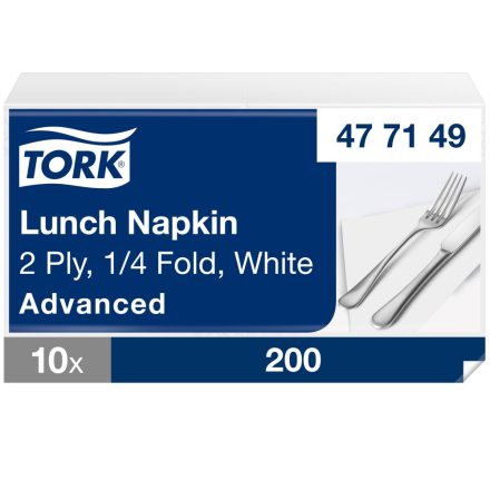 Tork Lunch éttermi szalvéta Advanced fehér 2 rétegű, 33x33 SCA477149