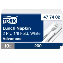   Tork fehér Lunch éttermi szalvéta Advanced fehér 2 rétegű, 33x33 SCA477402