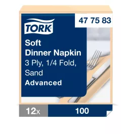  Tork Soft Dinner éttermi szalvéta Advanced csontszín 3 rétegű, 39 x 39 SCA477583