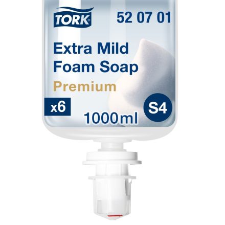 Tork extra kézkímélő ipari habszappan S4 Premium fehér, illatmentes, 1000 ml, 2500 adag SCA520701