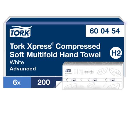 Tork Xpress Soft Multifold tömörített hajtogatott kéztörlő H2 Advanced fehér, 2 rétegű, 21,2x32,2 cm SCA600454