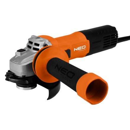 Neo sarokcsiszoló, 1000W, 125mm, fordulatszám szabályzó,3m-es gumikábel, 2 állású markolat, gyorszáras rögzítőanya