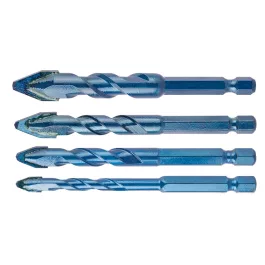   Neo univerzális keményfémlapkás fúrókészlet, 1/4" hatszög szárral, 6,8,10,12mm, (4db/készlet)