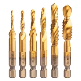   Neo gépi menetfúró készlet, 2az1ben előfúró éllel, HSS-Titán, M3-M10, 6db, hatszög szárral