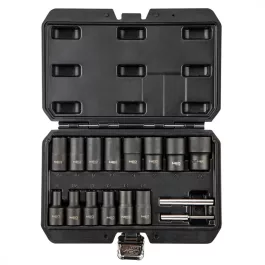   Neo törtcsavarkihajtó készlet, 1/2”:8, 10, 11, 12, 13, 14, 15, 16, 17, 19, 21, 22, 24, 27mm (16db/készlet)