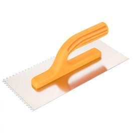   Topex acél simító, fogazott (4x4mm), rozsdamentes, műanyag nyéllel, 280x130mm