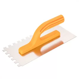   Topex acél simító, fogazott (10x10mm), rozsdamentes, műanyag nyéllel, 280x130mm