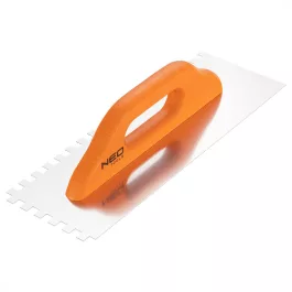   Neo acél simító, fogazott (10x10mm), rozsdamentes, fa markolattal, 380x128mm