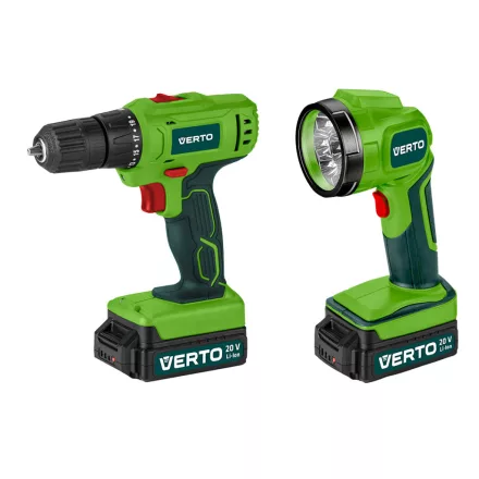 Verto akkus fúró, lámpával 2x18V, Li-Ion, 1.5Ah, kofferben