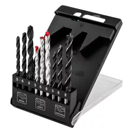   Graphite fúrókészlet, fém, fa, kőzetfúrókkal, 5, 6, 8mm (9db/csomag)