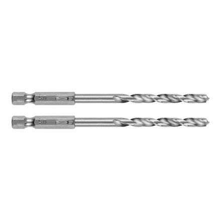 Graphite csigafúró, 1/4" hatszög szárral, HSS DIN338, 5mm (2db/csomag)