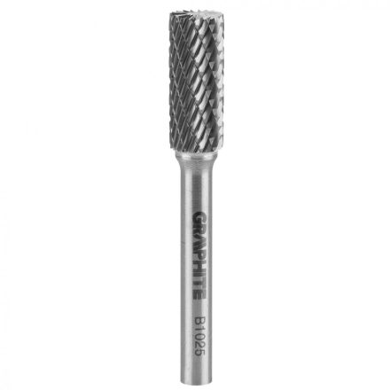 Graphite keményfém marófej, b, hengeres, frontélezéssel, 10x25mm, szár méret: 6x45mm