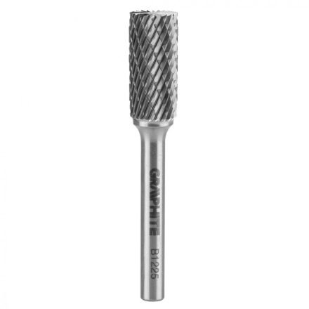 Graphite keményfém marófej, b, hengeres, frontélezéssel, 12x25mm, szár méret: 6x45mm