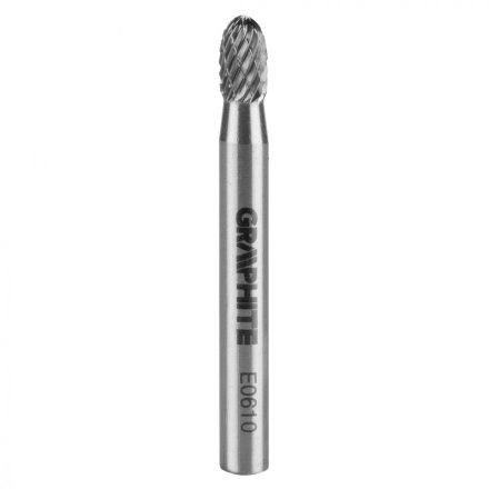Graphite keményfém marófej, e csepp, ovális, 6x10mm, szár méret: 6x45mm