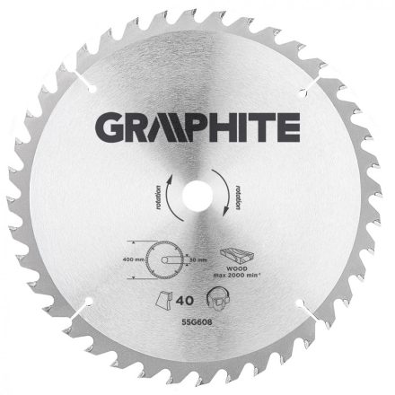Graphite körfűrészlap, 40 fogas, 400x30mm