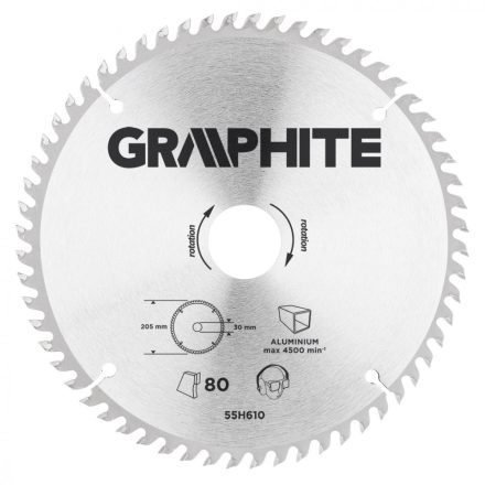 Graphite körfűrészlap, 100 fogas, alumíniumhoz, 210x30mm