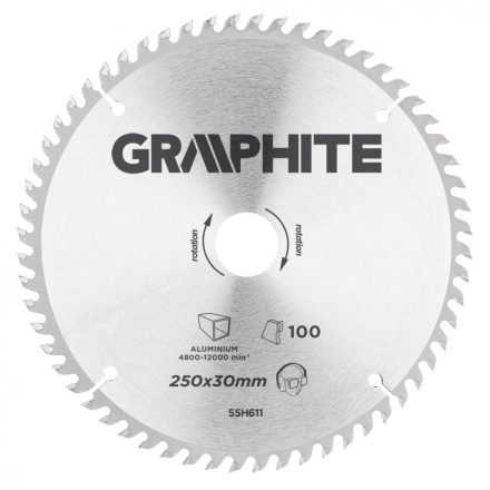 Graphite körfűrészlap, 100 fogas, alumíniumhoz, 250x30mm