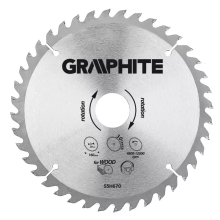 Graphite körfűrészlap keményfém fogakkal, 30 fog 160x20mm