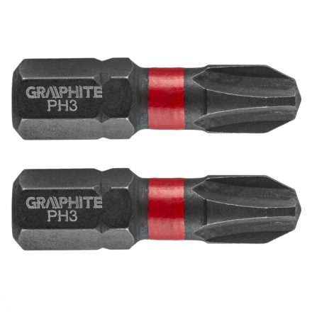 Graphite torziós ütvecsavarozó bit PH3x25mm, (2db/csomag)
