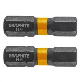   Graphite torziós ütvecsavarozó bit, hatlapú, 6x25mm, (2db/csomag)